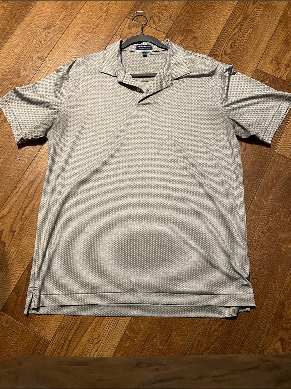 Peter Millar Light Gray Micro-Pattern Performance Golf Sporty Polo